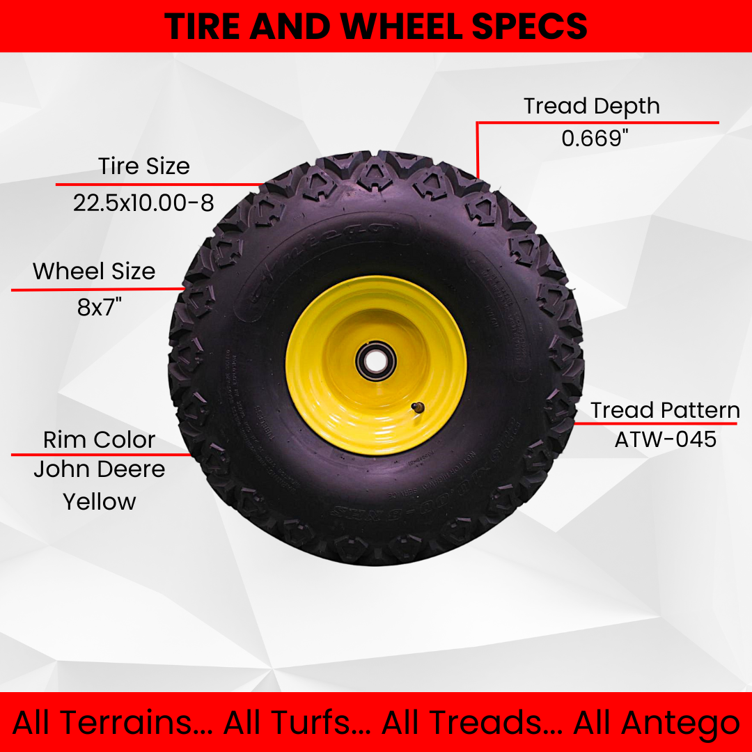 22.5x10.00-8 Front Tire and 8x 7 Wheel Assembly Perfectly Replaces AM143568 M118820