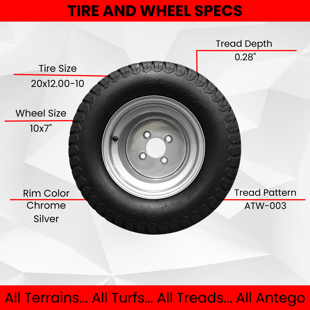 (Qty: 1) 20x12.00-10 with 10x8.5 Hustler Chrome Silver Assembly