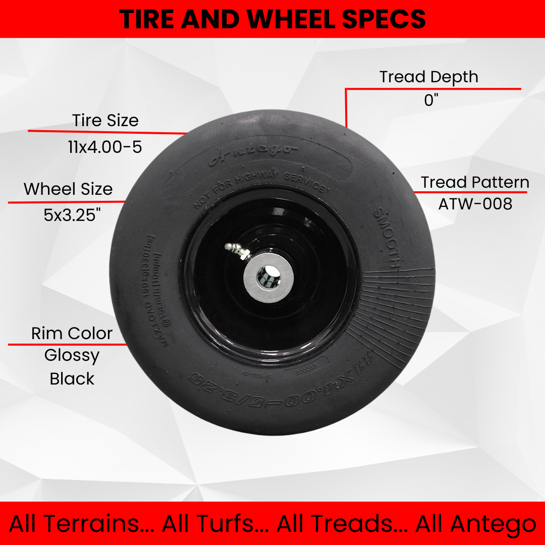 11x4.00-5 Flat Proof, Smooth Semi Pneumatic Assembly (Set of 2)