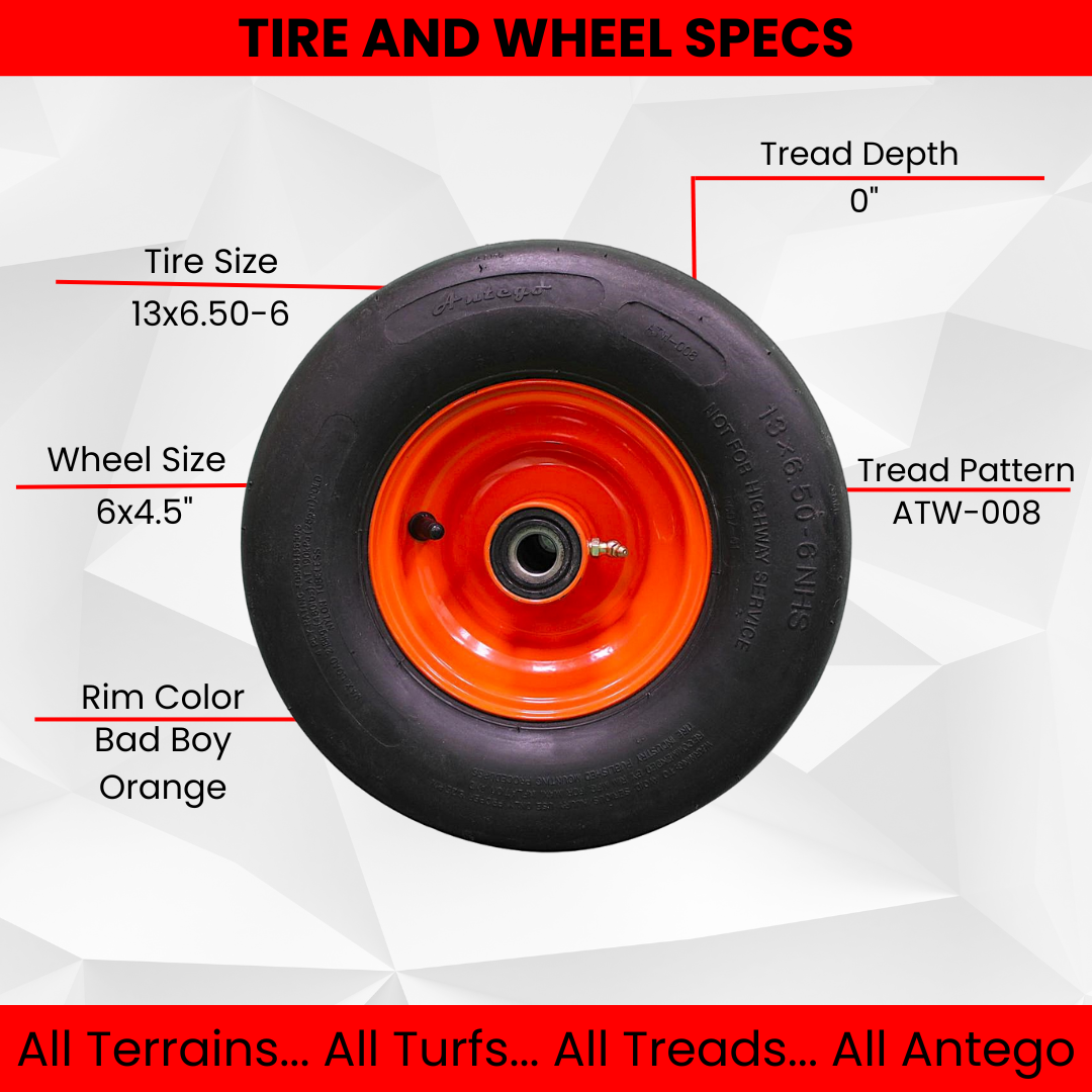 13x6.50-6 Bad Boy Pneumatic Orange Assemblies. Replaces 022-2006-00 . (Set of 2)
