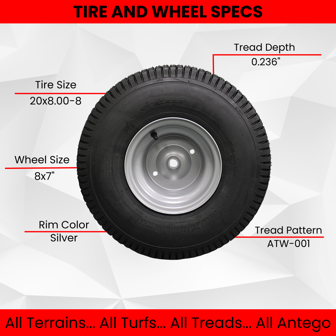 20x8.00-8 Tires with 8x7 Wheels 4 Ply for Lawn & Garden Mower Turf Tires (Set of 4) Husqvarna and Craftsman