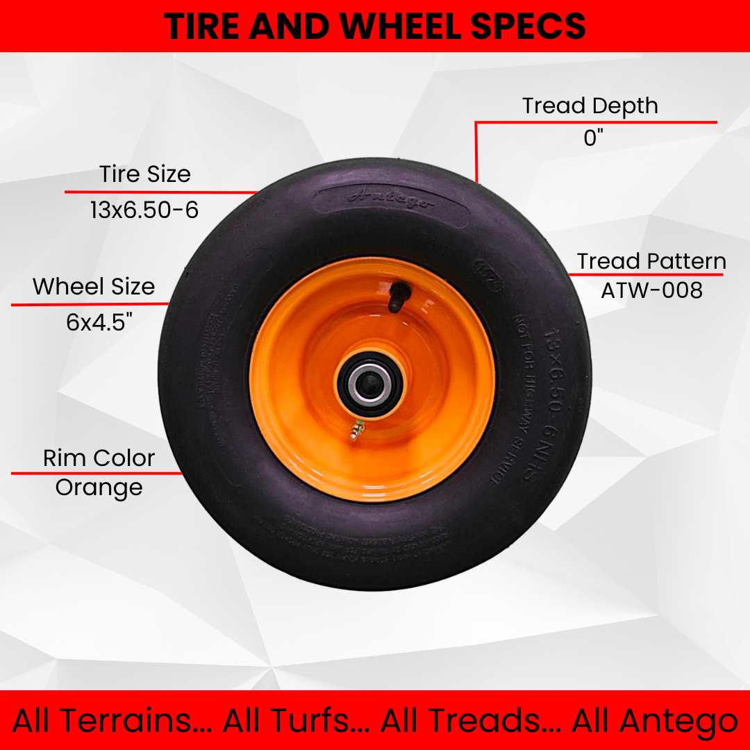 13x6.50-6 4 Ply Smooth with 6x4.5 Cats Eye Gold Wheel Assembly for Scag (Set of 2)