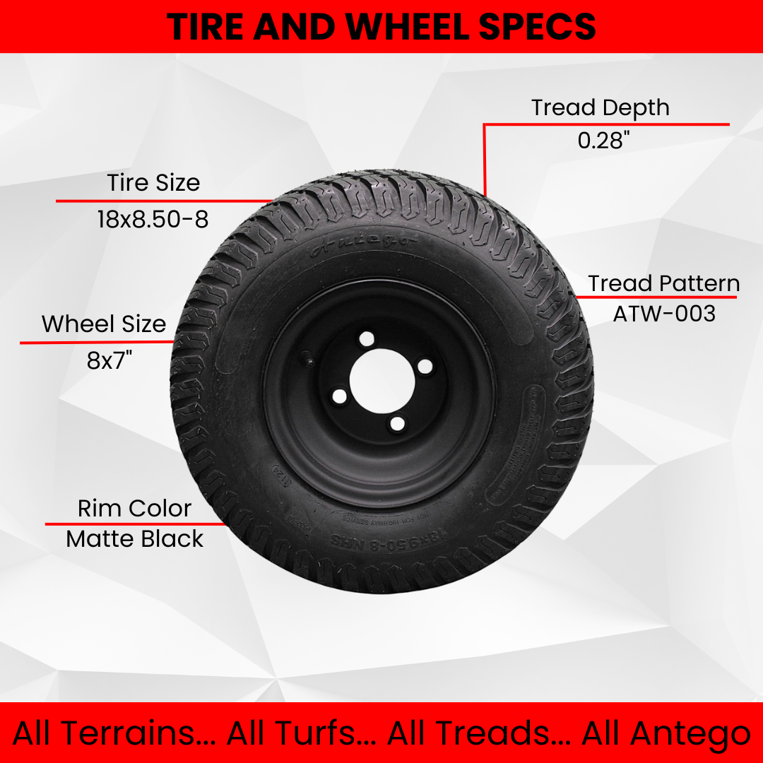 (Qty: 1 Tire/Wheel Assembly) Matte Black Wheels with 18x9.50-8 4 Ply Turf Tires for Golf and Lawn and Garden Equipment (Copy)