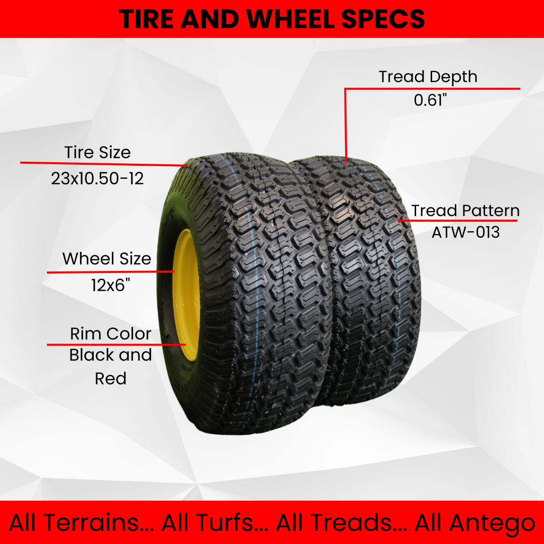 23x10.50-12 Glossy Black/Red Aluminum Golf Tire Wheel Assembly (1 Right 1 Left)