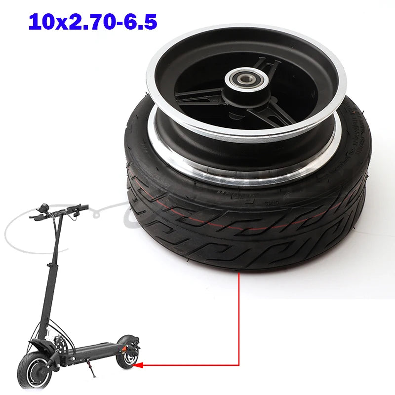 10 inch 10x2.70-6.5 tire inner tube with alloy wheels suitable for electric scooter folding bike wear-resistant thick tires