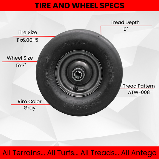 11x6.00-5 Tire Wheel Assy to Perfectly Replace Ariens/Gravely 07101105. Fits on Ikon XL Zero Turn (Set of Two)