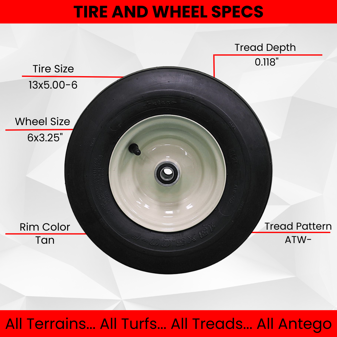 13x5.00-6 Grasshopper Pneumatic Tan Assemblies.  Replaces 603295 . (Set of Four)