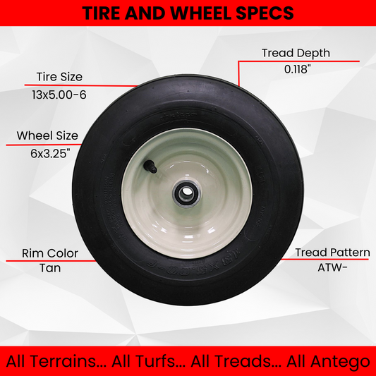 13x5.00-6 Grasshopper Pneumatic Tan Assemblies.  Replaces 603295 . (Set of Two)