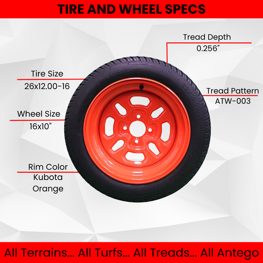 22x10.00-14 Kubota Tire and Wheel Assemblies K3011-17200 (Set of Two)