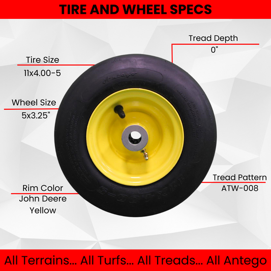 11x4.00-5 John Deere Pneumatic Tire/Wheel Assemblies - Replacement AM101589 - (Set of Four)