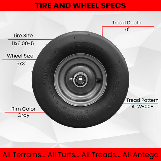 (Set of 4) Gravely Ariens 07101105 11x6.00-5 Tire & Wheel Assembly fits IKON XL, ZT XL