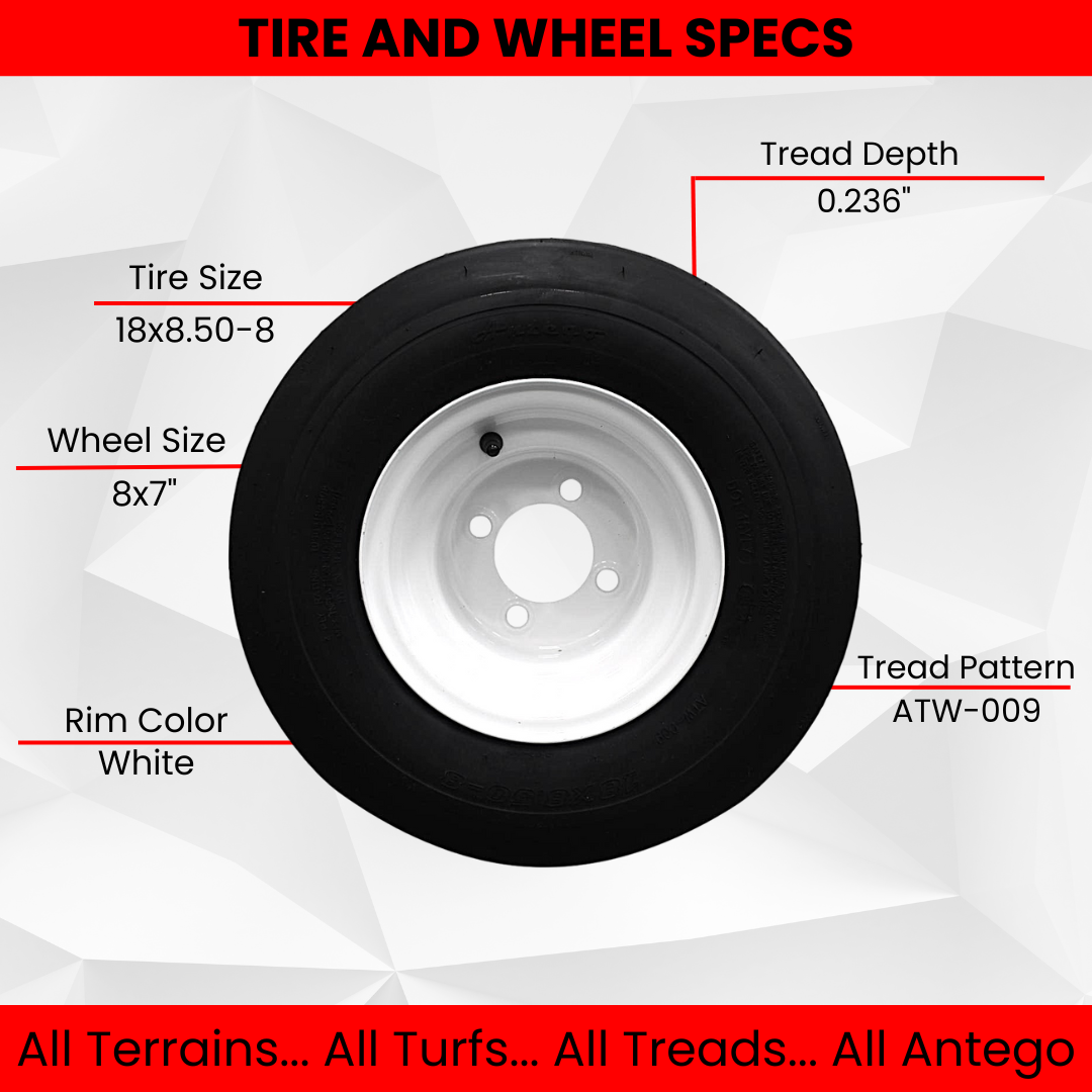 Set of Four 18x8.50-8 White Wheel Assemblies