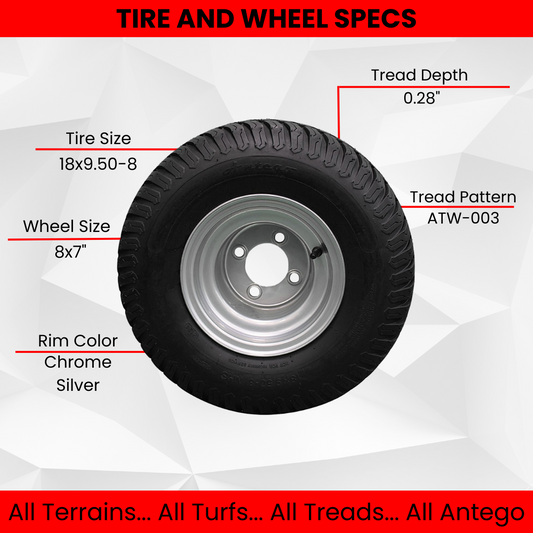 Single 18x9.50-8 Tire and Wheel Assembly
