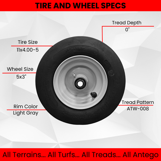 11x4.00-5 Gravely/Ariens Pneumatic  Light Gray Assys - replaces 07100124 (Set of Two)