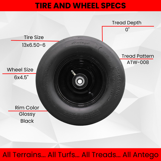 13x6.50-6 4 Ply Smooth with 6x4.5 Black Wheel Assembly (Set of 2)