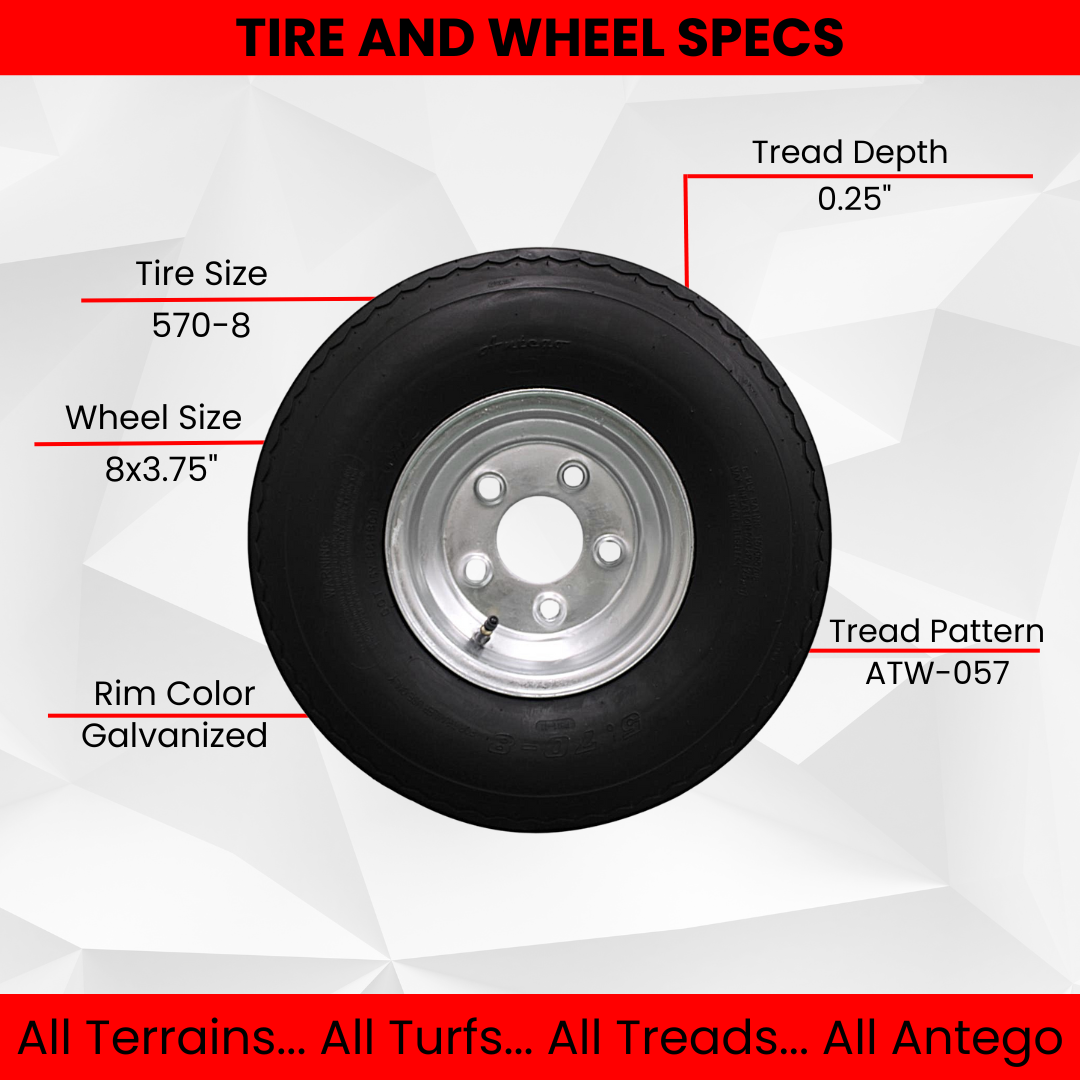 4-Pack Antego Trailer Tire On Rim 570-8 5.70-8 Load C 5 Lug Galvanized Wheel