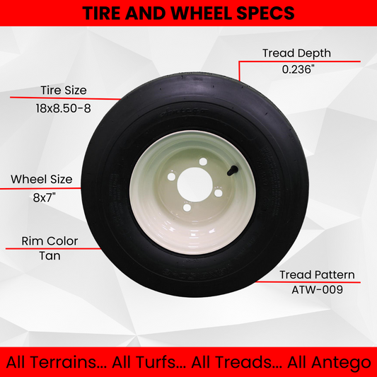 Single 18x8.50-8 Tan Wheel Tire Assembly
