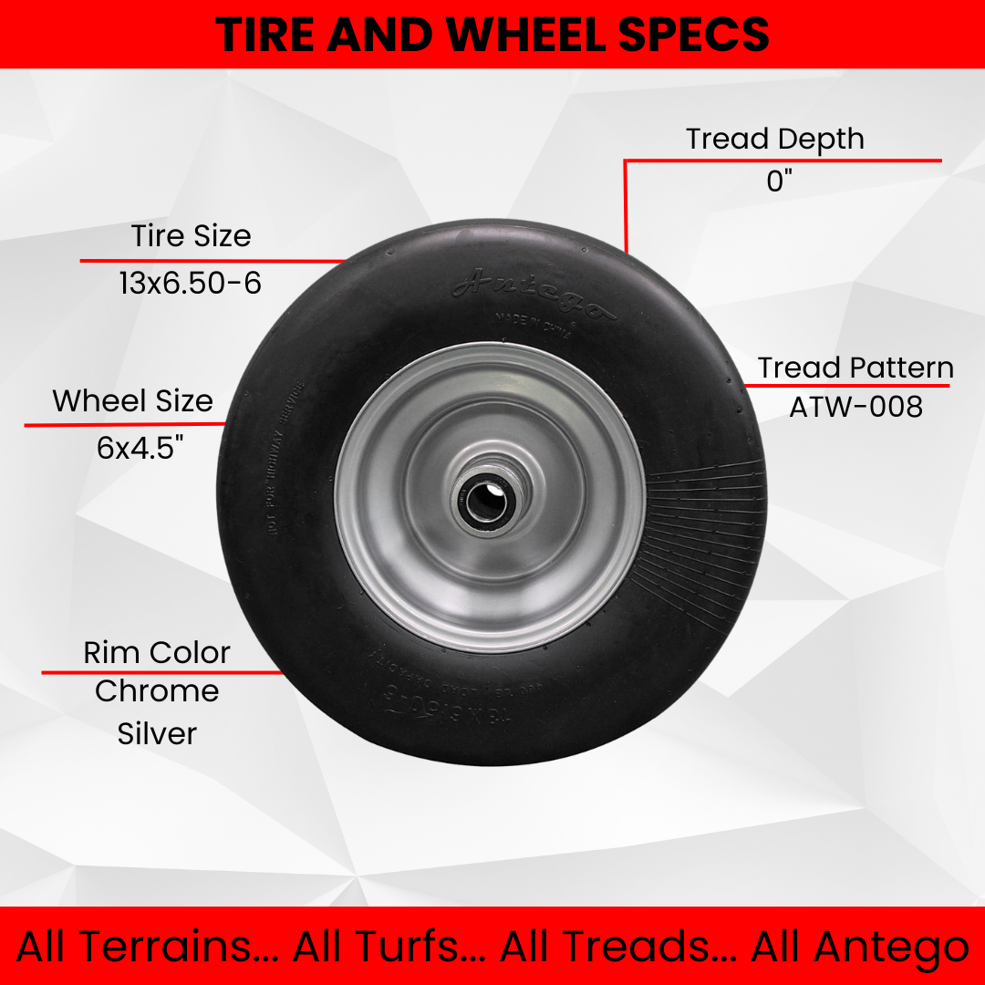 13x6.50-6 Hustler Flat Free Assemblies, replaces 604898, 789537, 747782, 604717 (Set of 2)