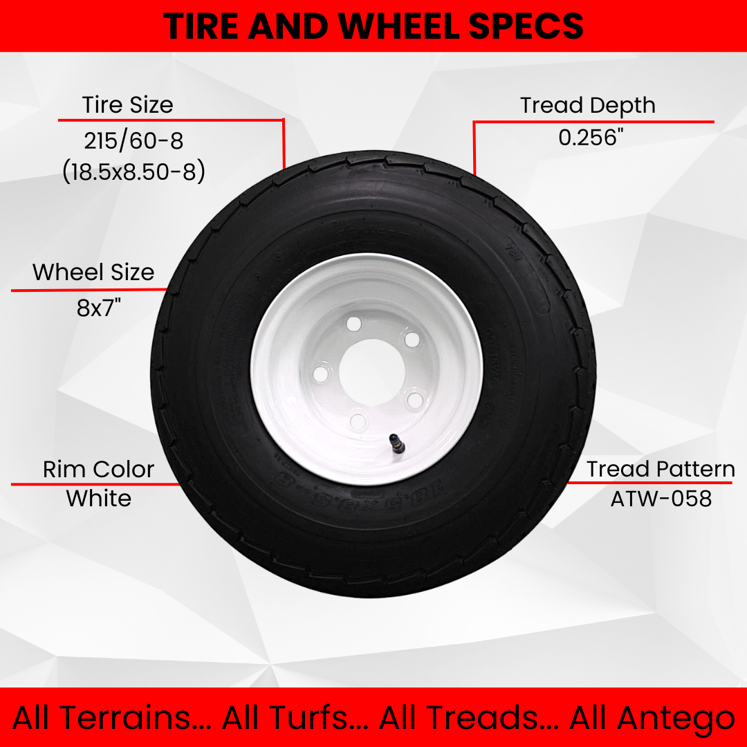 Antego 5-hole 8" x 7" White Trailer Wheel & Tire 215/60-8 (18.5x8.50-8) 6ply