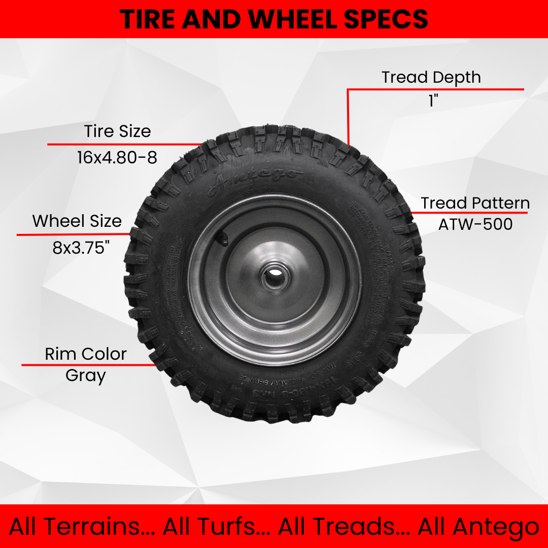 16x4.80-8 Snow Tire and 8x3.75 Wheel Assembly with New Improved Non Directional Snow Tire (Set of 2) Ariens 07101208