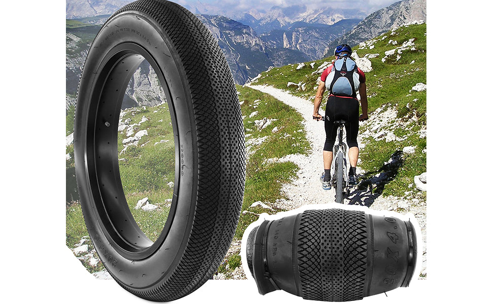 ZUKKA 26 x 4.0 Fat Tires With 2 Tubes  Bike Tire Heavy Duty High-Performance Wear-Resistant E-Bike Mountain Snow Bike Brown Wall