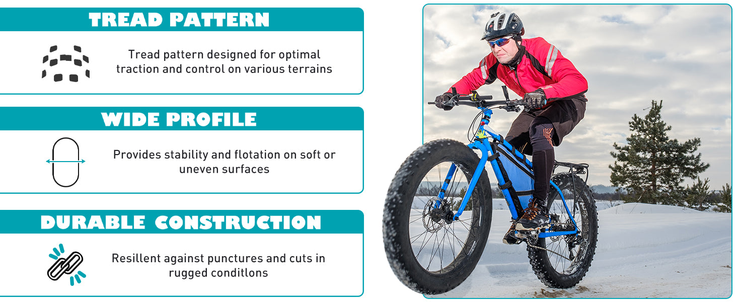 ZUKKA 2 Pack 20"x 4" Fat Tire Heavy Duty Wear-Resistant for Ebike Mountain Snow All-Terrain Off-Road Cycling