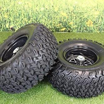 22x11.00-10 with 10x7 Fusion Glossy Black Wheels for Golf Cart (Qty: 1)