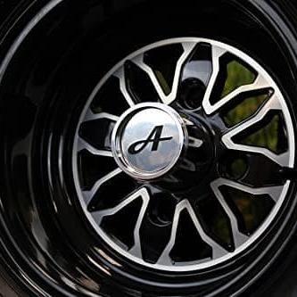 22x11.00-10 with 10x7 Fusion Glossy Black Wheels for Golf Cart (Qty: 1)