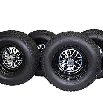 20x10.00-10 ATW-020 Turf Tires with 10x7 Fusion Glossy Black Wheels for Golf Carts (Qty: 1 Assembly)