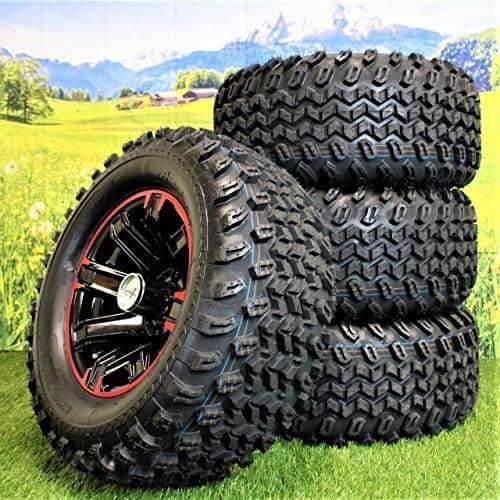 23x10.50-12 Glossy Black/Red Aluminum Golf Tire Wheel Assembly (Qty: 1)