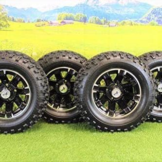 23X10.50-12 with 12x6 Black Aluminum Wheel and Tire Assembly for Golf Cart (Qty: 1)