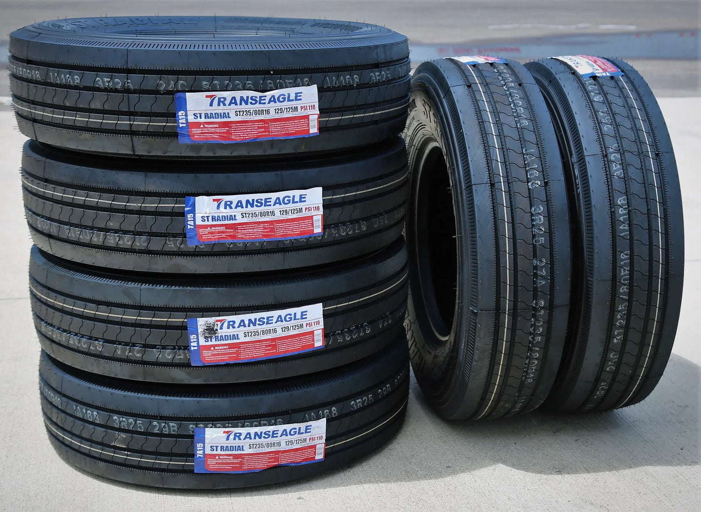 6 Tires Transeagle All Steel ST Radial ST 235/80R16 Load G 14 Ply Trailer