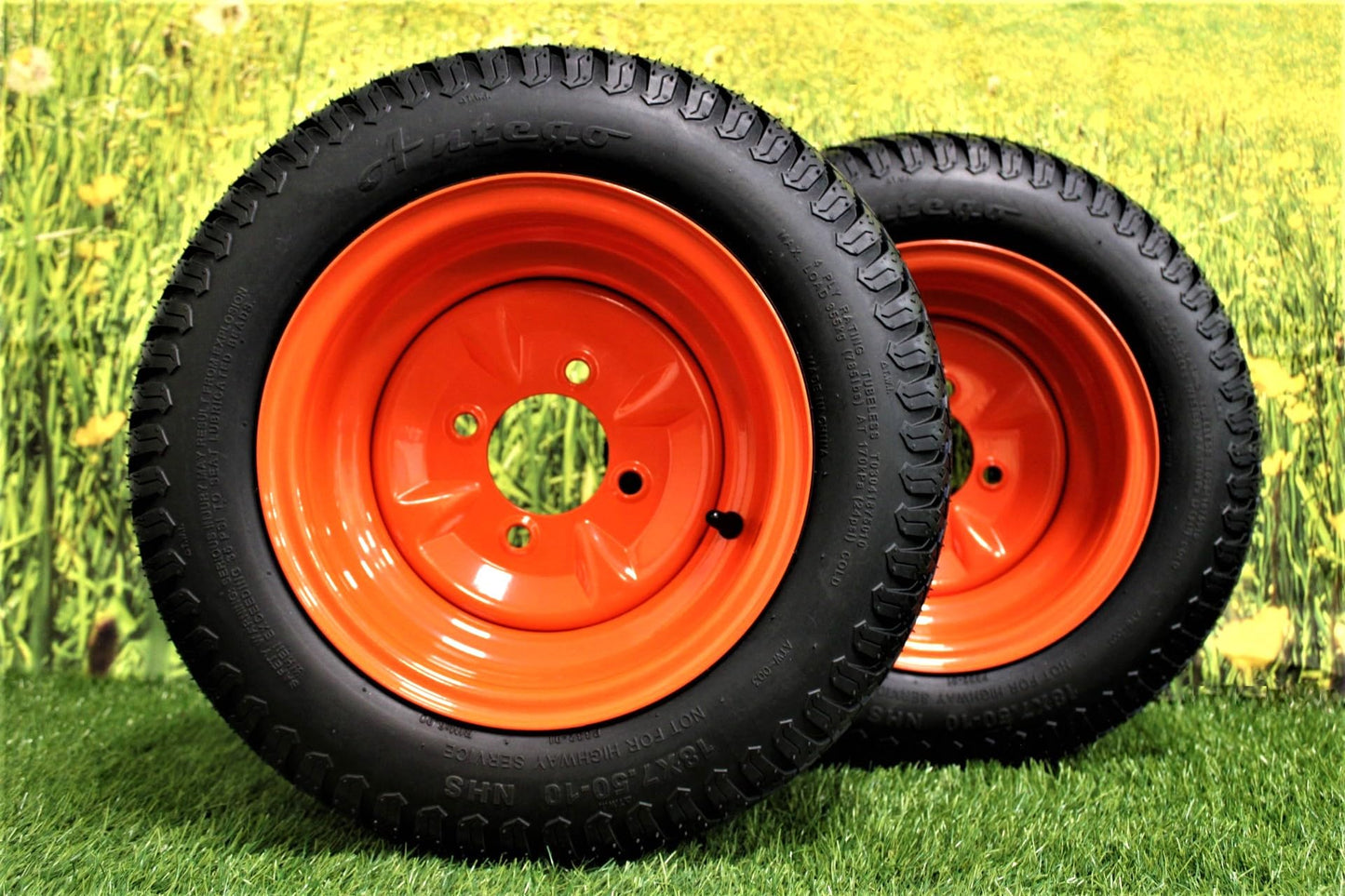 Antego Tire & Wheel (Set of 2) 18x7.50-10 | Perfect Fit for Kubota OEM Part #K3001-17300