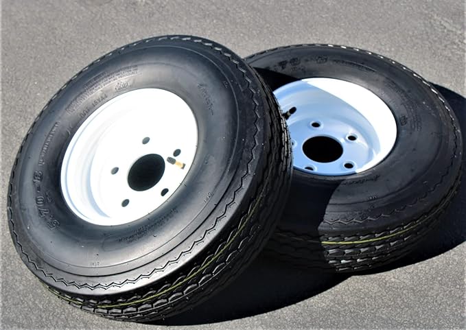 Antego Tire and Wheel (Set of 2) 5.70x8 Trailer Tire and Wheel Assemblies, White 5 Lug Trailer Tires and Wheels, 6 Ply, Load Range C