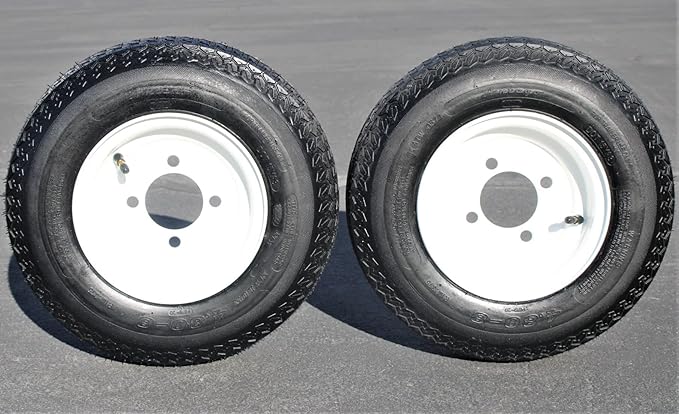 Set of Two 4.80-8 White Trailer Tire Assemblies
