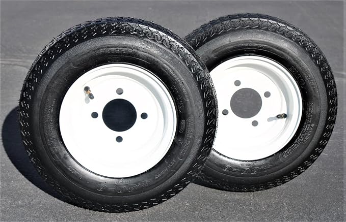 Set of Two 4.80-8 White Trailer Tire Assemblies