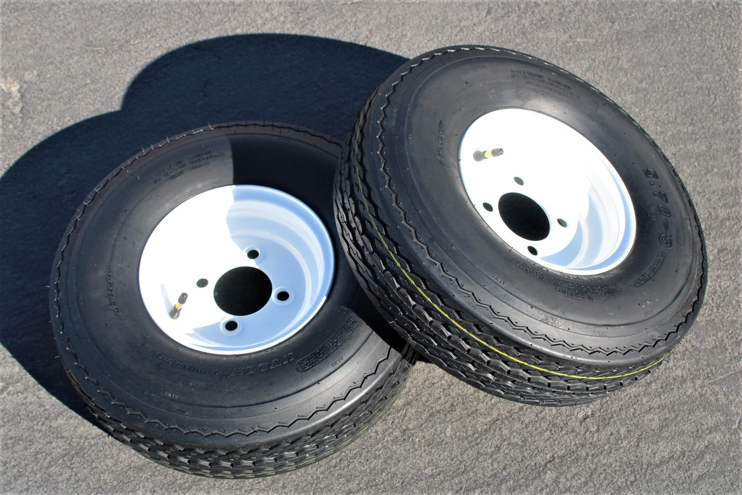 Antego Tire and Wheel (Set of 2) 5.70x8 Trailer Tire and Wheel Assemblies, White 4 Lug Trailer Tires and Wheels, 6 Ply, Load Range C