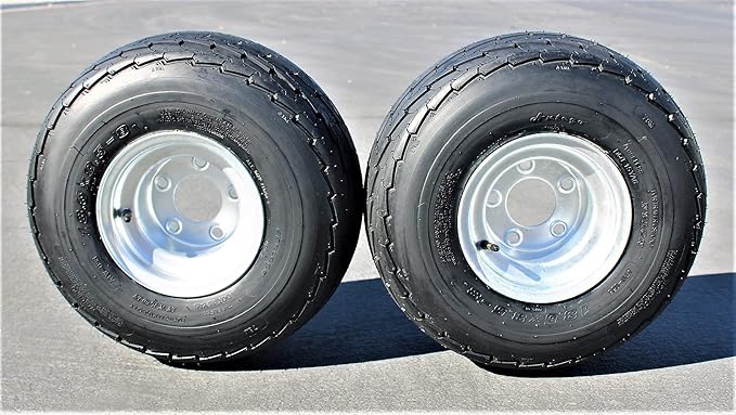 Antego 5-hole 8" x 7" Set of 2 Galvanized Trailer Wheel & Tire 215/60-8 (18.5x8.50-8)