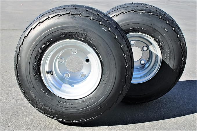 Antego 5-hole 8" x 7" Set of 2 Galvanized Trailer Wheel & Tire 215/60-8 (18.5x8.50-8)