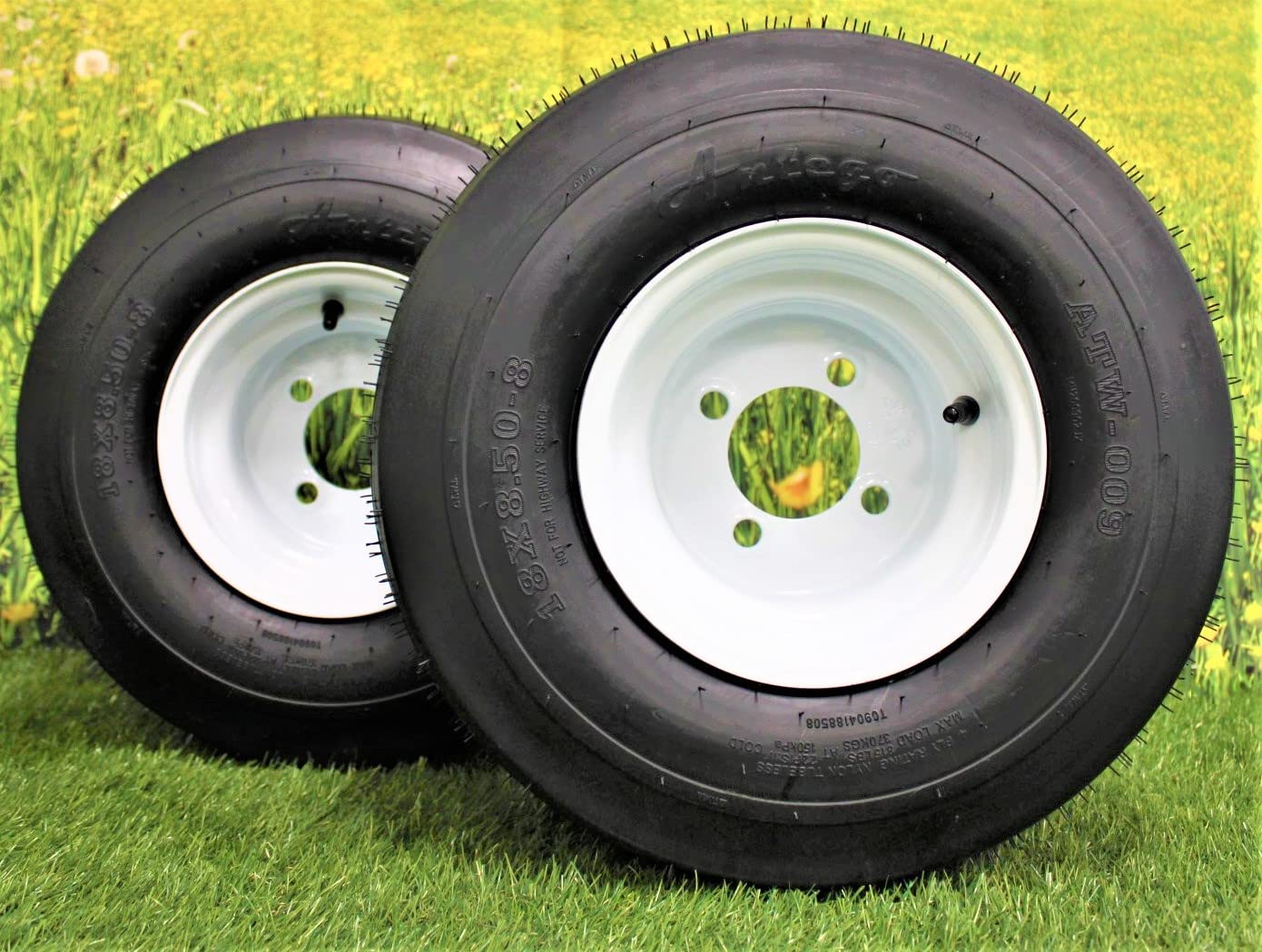 18x8.50-8 White Wheel Assembly Set