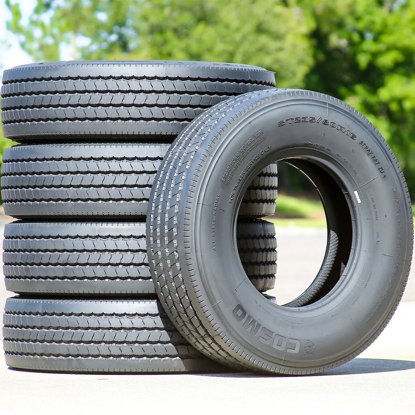 5 Tires Cosmo Stray Kat IV+ All Steel ST 235/80R16 Load H 16 Ply Trailer