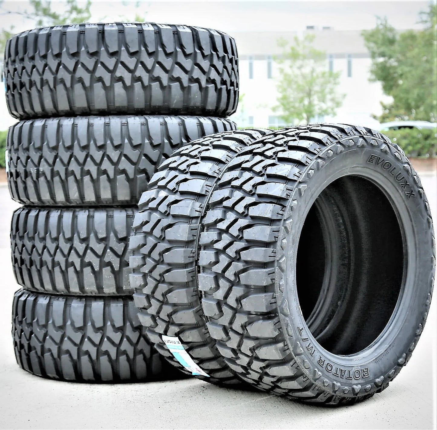 6 Tires Evoluxx Rotator M/T LT 235/80R17 Load E 10 Ply MT Mud