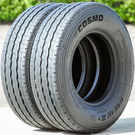2 Tires Cosmo Stray Kat III+ All Steel ST 225/75R15 Load G 14 Ply Trailer