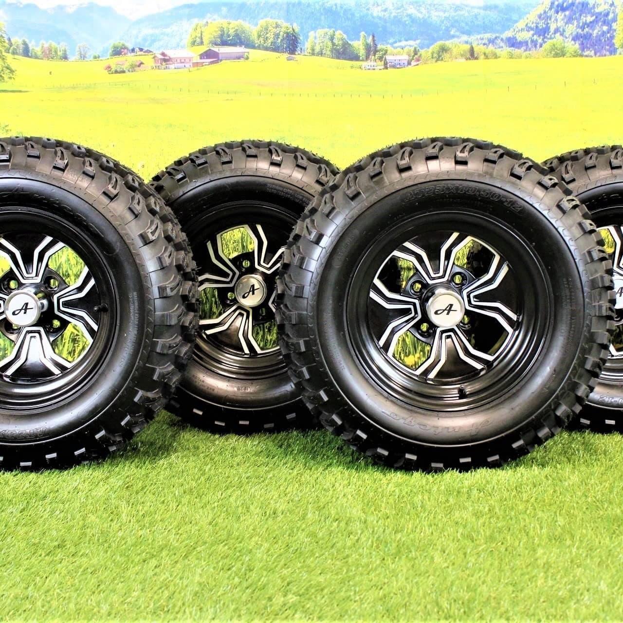 (Qty: 1) 23x10.50-12 ATW-045 with 12x6 Black Fusion Aluminum Wheels for Golf/ATV/UTV
