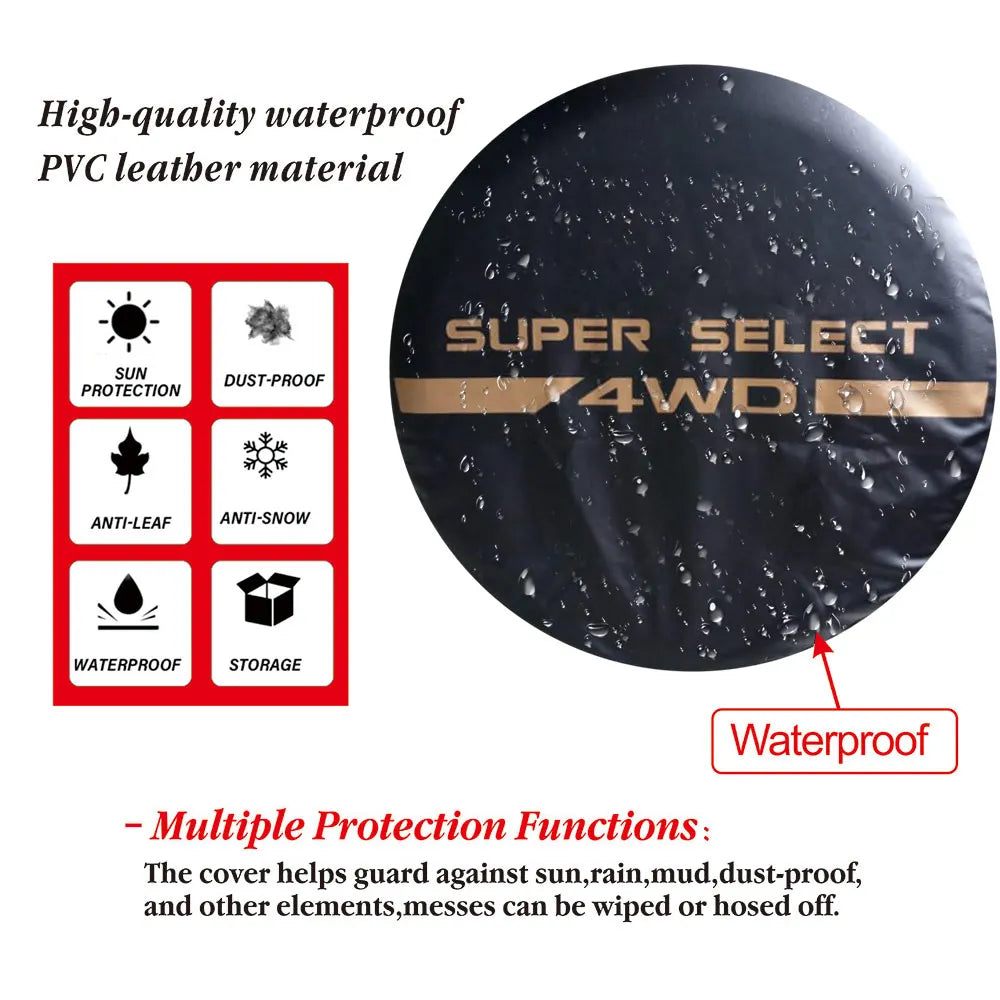 14 15 16 17Inch 4WD Waterproof Dustproof PVC Leather Spare Wheel Tire Cover Case Protector For Mitsubishi Pajero for Car Styings