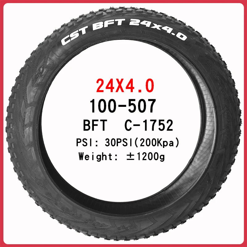 CST BFT 20inch 24inch Fat Tire Snow Beach Bicycle Tire 20x4.0 20X2.4 24x4.0 Electric Snowmobile MTB Bicycle  Anti-Slip Fat Tire