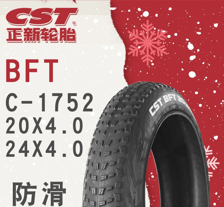 CST BFT 20inch 24inch Fat Tire Snow Beach Bicycle Tire 20x4.0 20X2.4 24x4.0 Electric Snowmobile MTB Bicycle  Anti-Slip Fat Tire