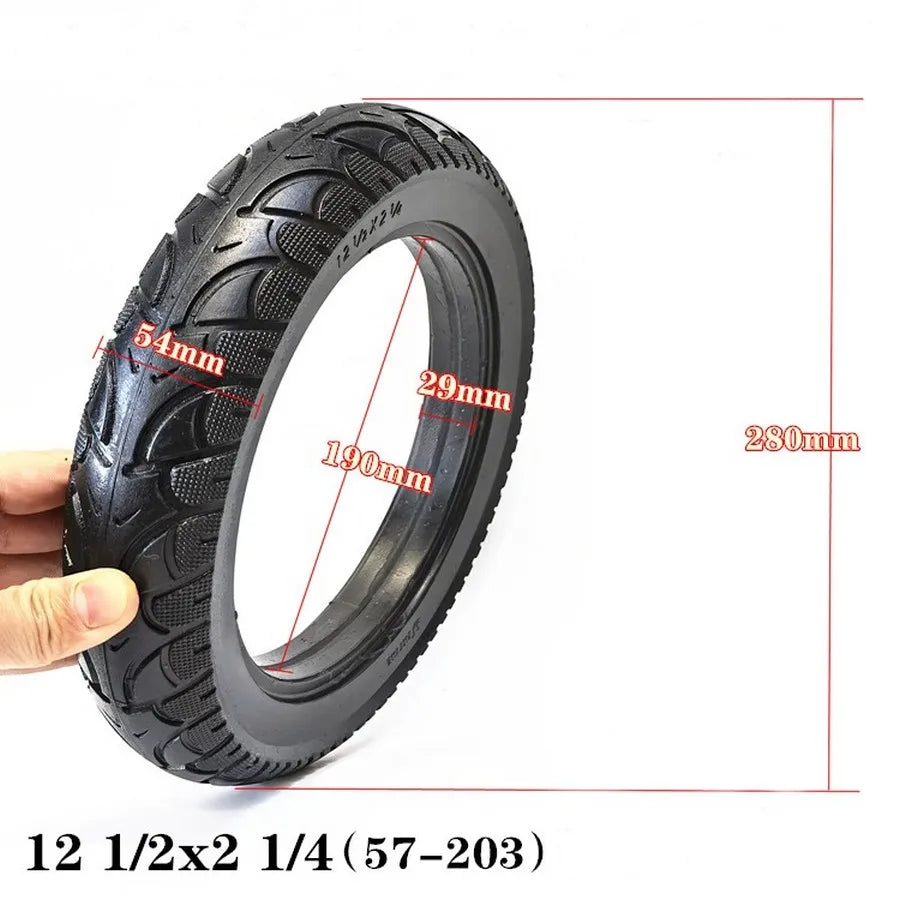12Inch Solid Tire 12 1/2 X 2 1/4 Tyre 57/62-203 Explosion-Proof Solid Tubless Tire For E-Bike Electric Gas Scooter Wheel Tire