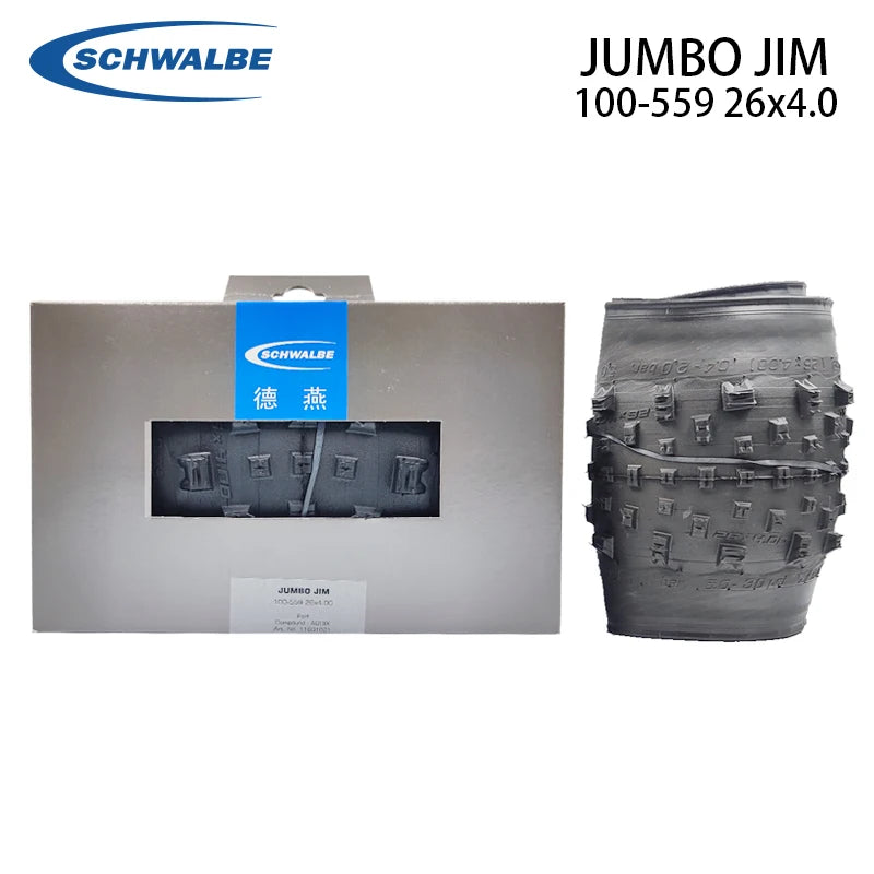 SCHWALBE JUMBO JIM Bicycle Fat Tire 100-559 26x4.00 Inch Beach Snowmobile Bike Folding Tyre Outdoor Cycling Equipments Parts