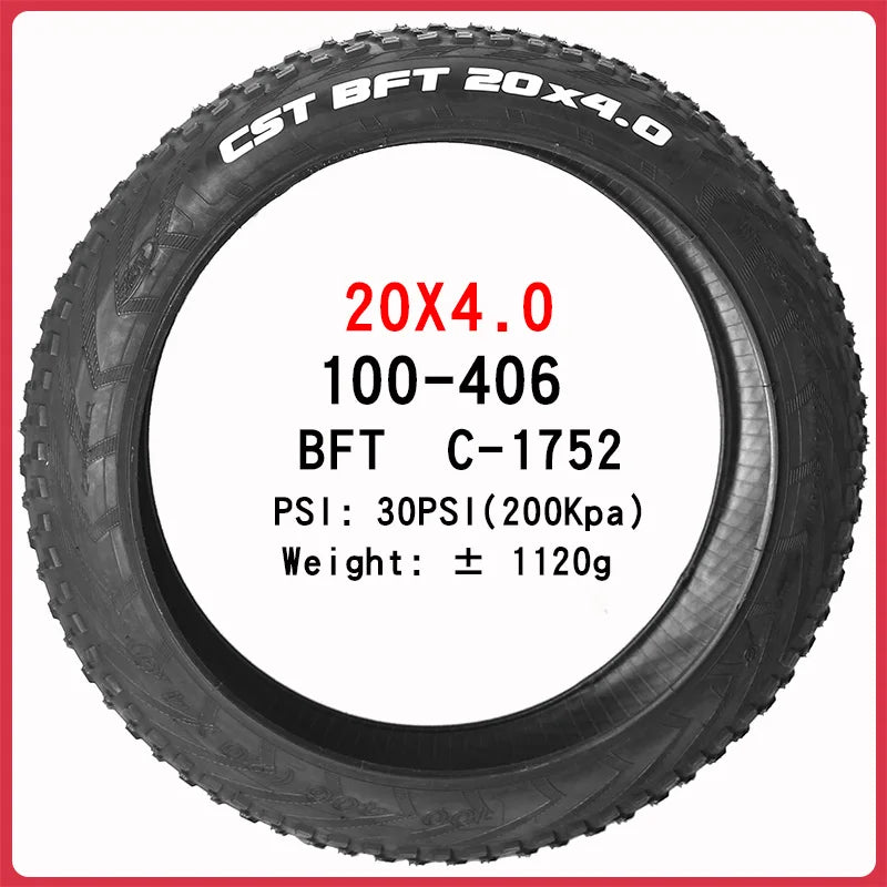 CST BFT 20inch 24inch Fat Tire Snow Beach Bicycle Tire 20x4.0 20X2.4 24x4.0 Electric Snowmobile MTB Bicycle  Anti-Slip Fat Tire